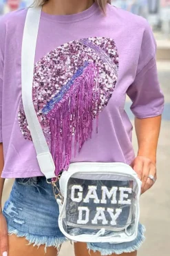 Hot Dear-Lover GAME DAY Rugby Football Clear Shoulder Bag White