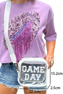 Hot Dear-Lover GAME DAY Rugby Football Clear Shoulder Bag White
