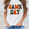 Hot Dear-Lover Glitter GAME DAY Rugby Football Season Round Neck T Shirt White