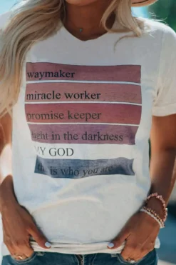 Online Dear-Lover God Waymaker Miracle Worker Promise Keeper Graphic Tee White