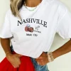 Outlet Dear-Lover Guitar NASHVILLE Music City Print Crewneck Tee White