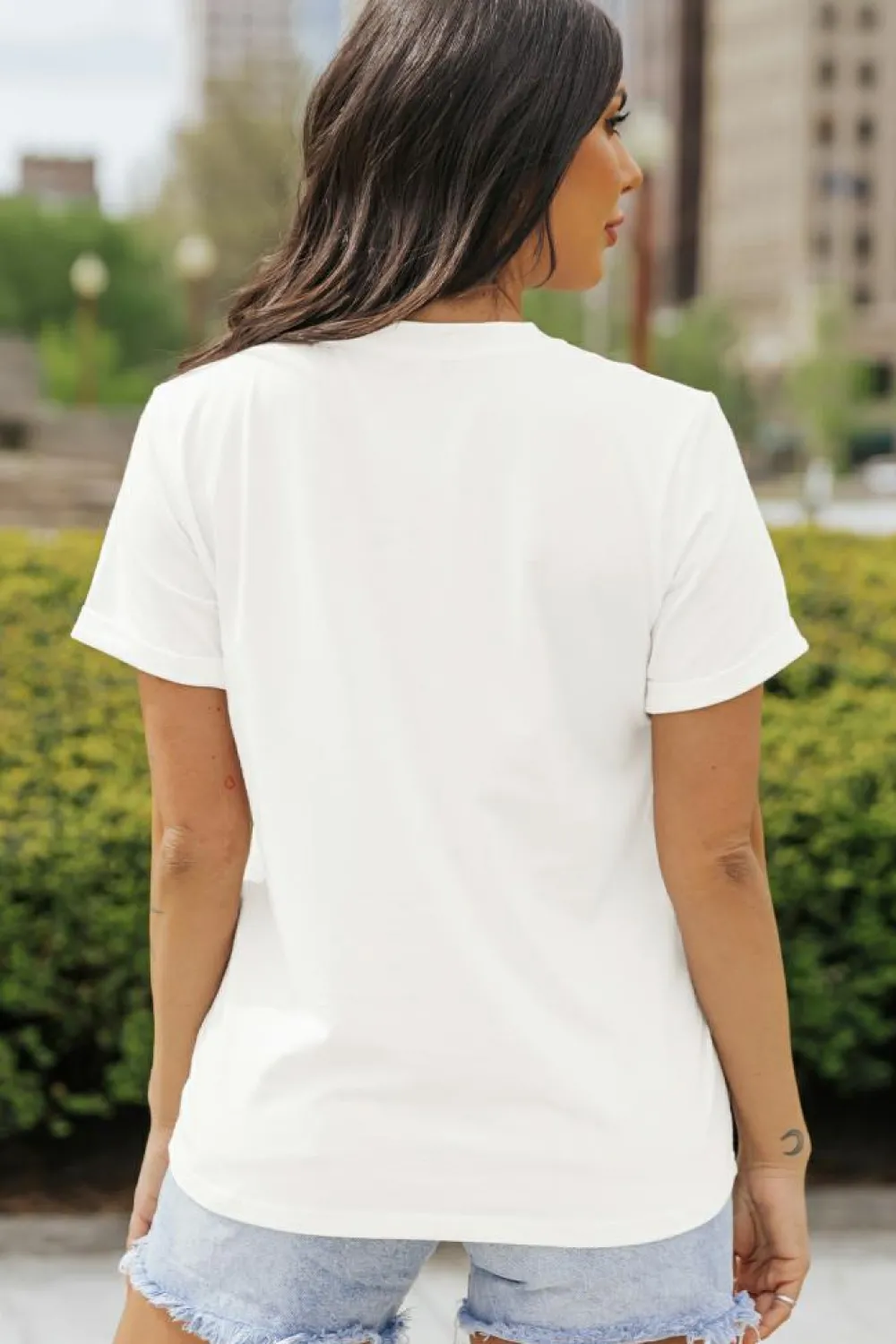 New Dear-Lover Halloween Pumpkin Bow Knot Print Crew Neck Tee White