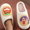 Online Dear-Lover Halloween Pumpkin Plush Winter Home Slippers White