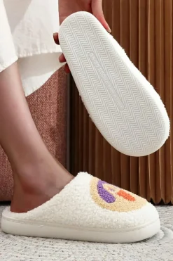 Online Dear-Lover Halloween Pumpkin Plush Winter Home Slippers White