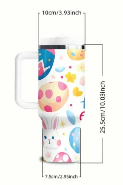 Best Dear-Lover Happy Easter Bunny Eggs Printed Thermal Tumbler White