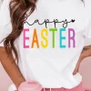 Outlet Dear-Lover Happy EASTER Round Neck Graphic Tee White