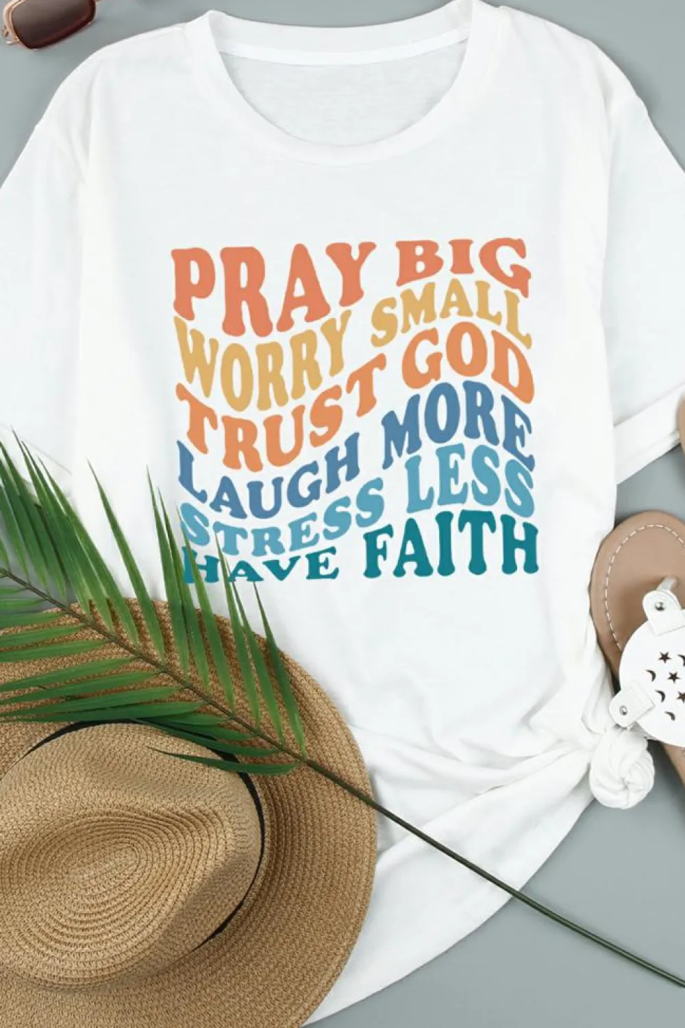 New Dear-Lover Have Faith Inspired Words Print T Shirt White