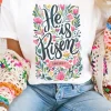 Discount Dear-Lover He is Risen Floral Printed T Shirt White