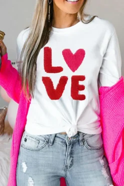 Clearance Dear-Lover Heart LOVE Graphic Valentines T Shirt White