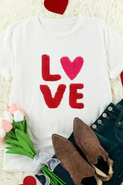 Clearance Dear-Lover Heart LOVE Graphic Valentines T Shirt White
