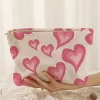 Best Dear-Lover Hearts Print Zipper Corduroy Large Cosmetic Bag White