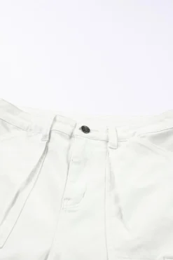 Sale Dear-Lover High Waist Straight Leg Cargo Pants with Pockets White