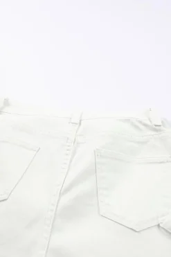 Sale Dear-Lover High Waist Straight Leg Cargo Pants with Pockets White