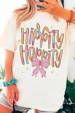 Hot Dear-Lover Hippity Hoppity Graphic Loose Tee White