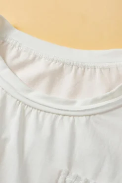 Outlet Dear-Lover Hollow Knit Splicing Keyhole Back Tunic Top White