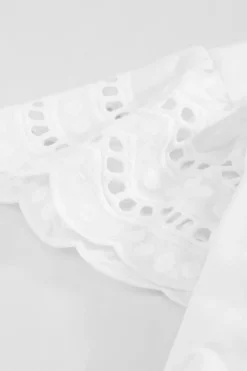 Fashion Dear-Lover Hollow Out Ruffle Sleeve T-shirt White