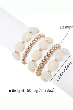 New Dear-Lover Imitation Stone Gold Plated Beading Multilayer Bracelet White