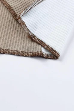 Online Dear-Lover Irregular Color Block Seaming Trim Rib Knit Top White