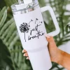 Hot Dear-Lover Just Breathe Dandelion Stainless Steel Insulate Cup with Lid 40oz White