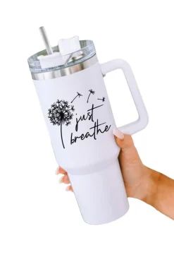 Hot Dear-Lover Just Breathe Dandelion Stainless Steel Insulate Cup with Lid 40oz White