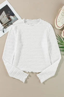 New Dear-Lover Knit Jacquard Slim Fit Top White