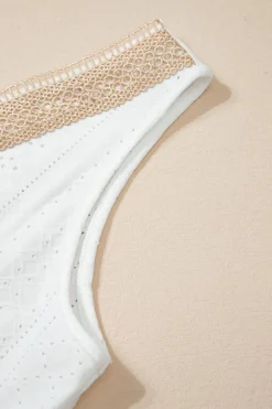Sale Dear-Lover Lace Crochet Splicing V Neck Loose Fit Tank Top White