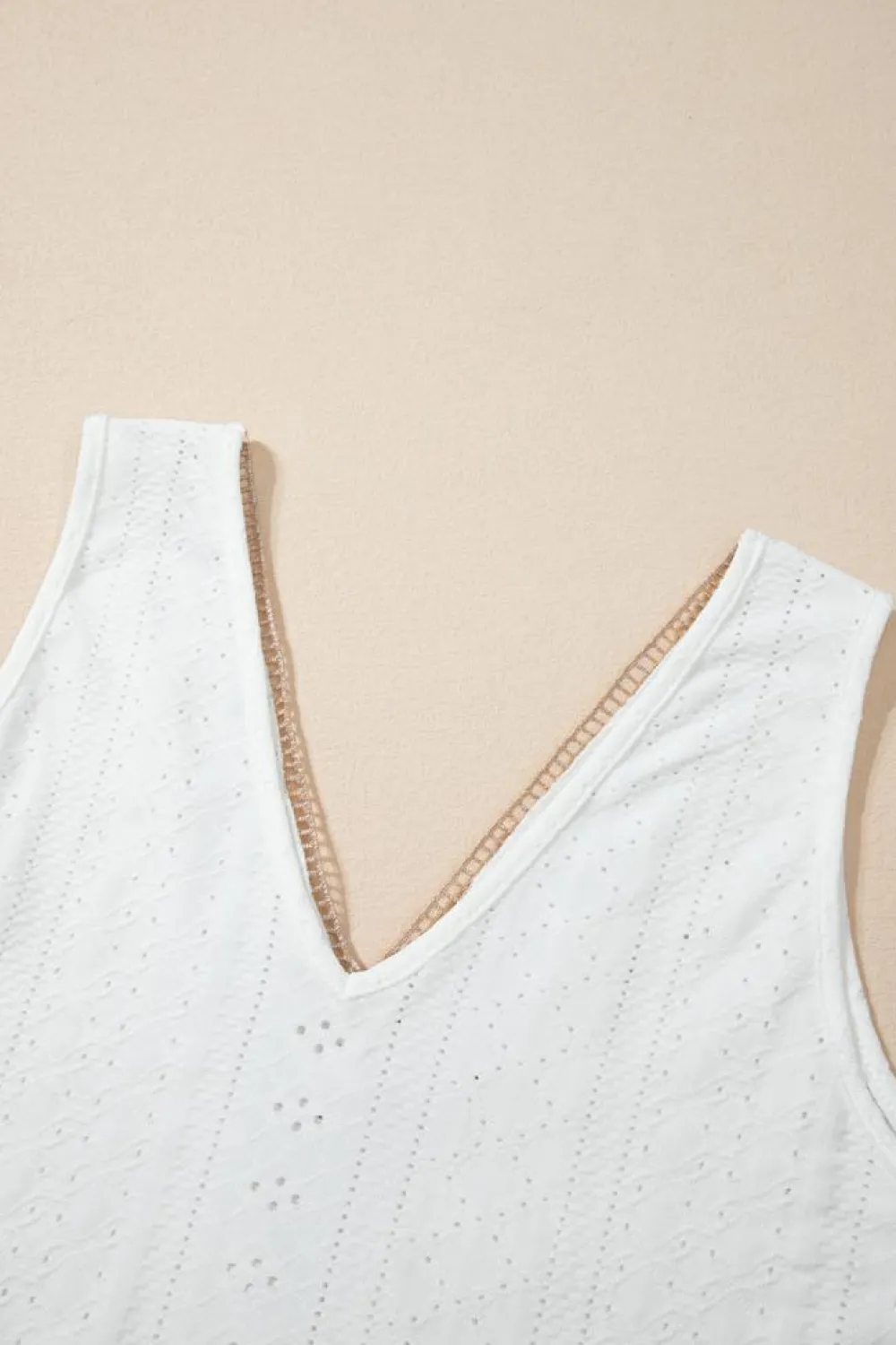 Sale Dear-Lover Lace Crochet Splicing V Neck Loose Fit Tank Top White