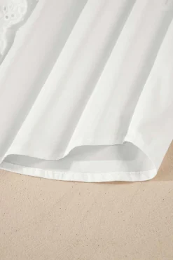 Outlet Dear-Lover Lace Crochet Trim Turn Down Collar Buttoned Shirt White