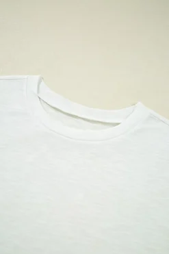 Outlet Dear-Lover Lace Patchwork Cap Sleeve Round Neck T Shirt White