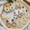 Sale Dear-Lover Large Flower Crochet Pearl Stud Earrings White