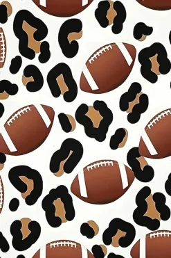 Sale Dear-Lover Leopard & Rugby Football Print Flannel Blanket White