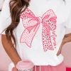 Online Dear-Lover Leopard Bow Graphic Mothers Day Fashion T Shirt White
