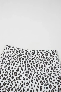 Sale Dear-Lover Leopard Frayed Hem Denim Shorts White