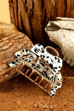 Hot Dear-Lover Leopard Print Bow Decor Alloy Hair Claw Clip White