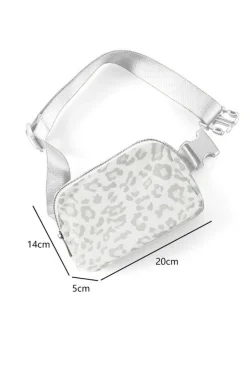 Fashion Dear-Lover Leopard Print Buckle Canvas Chest Bag 20*5*14cm White