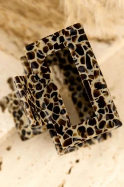 Clearance Dear-Lover Leopard Print Cutout Square Claw Clip White