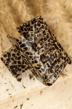 Clearance Dear-Lover Leopard Print Cutout Square Claw Clip White