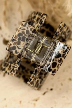 Clearance Dear-Lover Leopard Print Cutout Square Claw Clip White