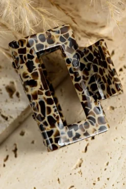 Clearance Dear-Lover Leopard Print Cutout Square Claw Clip White