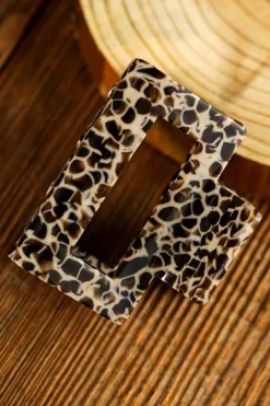 Clearance Dear-Lover Leopard Print Cutout Square Claw Clip White