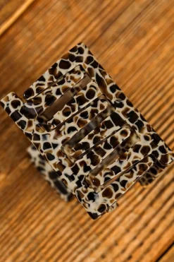 Clearance Dear-Lover Leopard Print Cutout Square Claw Clip White