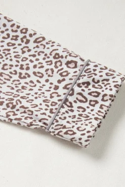 New Dear-Lover Leopard Print Long Sleeve and Pants Pajamas Set White