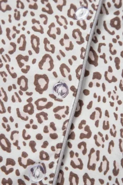 New Dear-Lover Leopard Print Long Sleeve and Pants Pajamas Set White