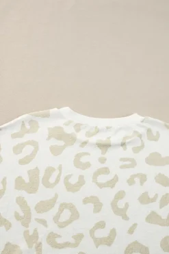 Sale Dear-Lover White Leopard Pullover and Drawstring Pants Lounge Set White Printed