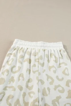 Sale Dear-Lover White Leopard Pullover and Drawstring Pants Lounge Set White Printed