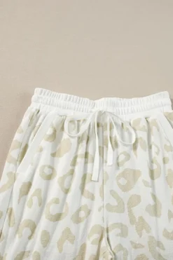 Sale Dear-Lover White Leopard Pullover and Drawstring Pants Lounge Set White Printed