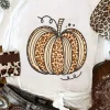 Outlet Dear-Lover Leopard Pumpkin Graphic Crewneck Halloween T Shirt White