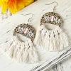 Outlet Dear-Lover Leopard Rugby Football MOM Print Fringed Hook Earrings White