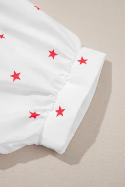 Online Dear-Lover Little Stars Printed Loose Half Sleeve Loose Shirt White