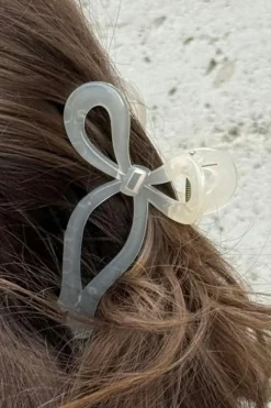 Online Dear-Lover Long Tail Bow Knot Shape Claw Clip White